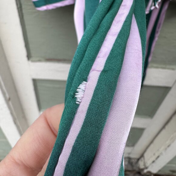 Anthropologie LyreBird Silky Oversized PJ Striped Green Pajama Set XS - Picture 6 of 6